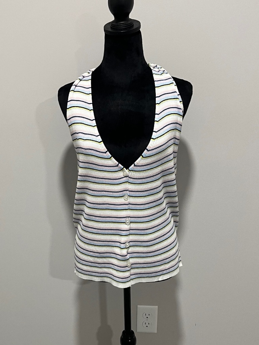FCT WITH LOVE Sweater Halter V Neck Knit Top Size 2X NWT